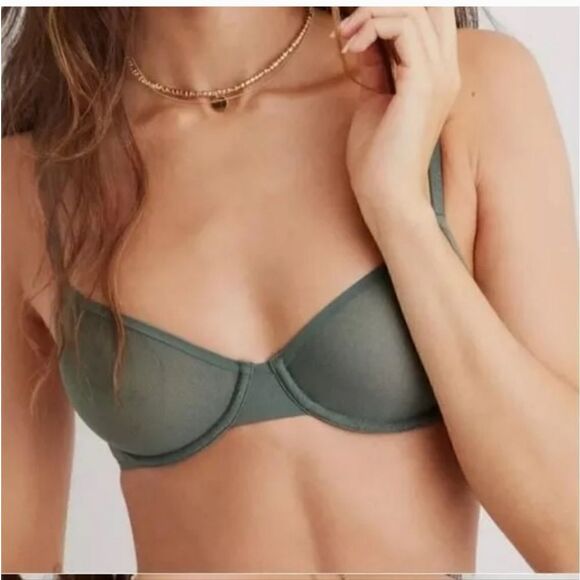 Aerie SMOOTHEZ Full Coverage Unlined Underwire Bra; Dark Green NWT - Picture 1 of 6